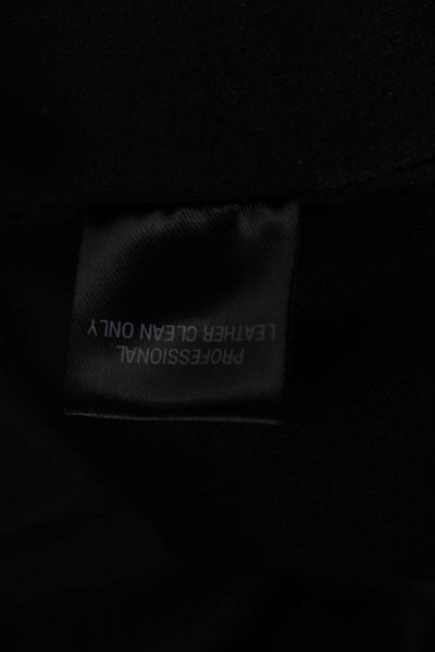 Adeam Womens Black Leather Double Slit Zip Detail Midi Pencil Skirt Size 6