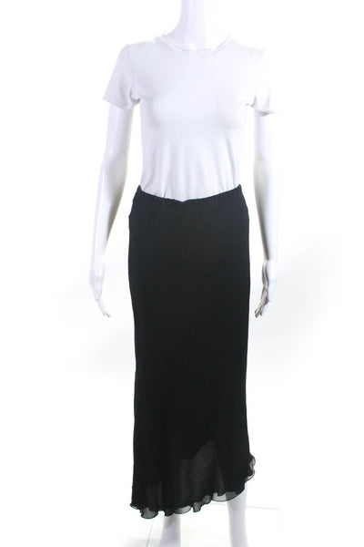 Max Mara Womens Black Silk Pull On Lined Maxi Skirt Size 8