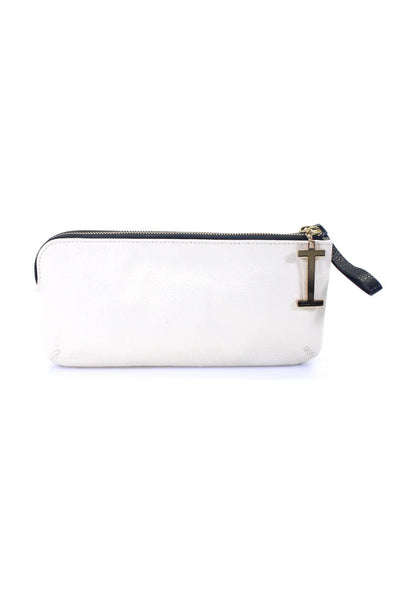 Isaac Mizrahi Womens White Double Zip Magnet Clutch Bag Handbag