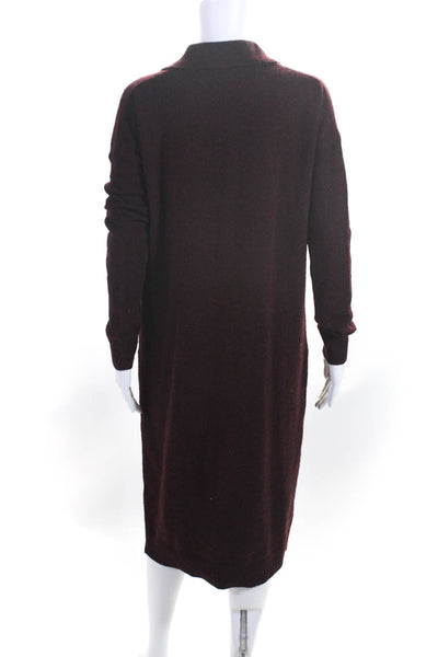 Hatch Women's Long Sleeve V Neck Mid Length Sweater Dress Burgundy Size 2