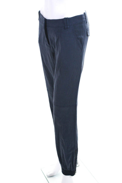 Go By GoSilk Women's Zip Ankle Flat Front Utility Pants Blue Size 6