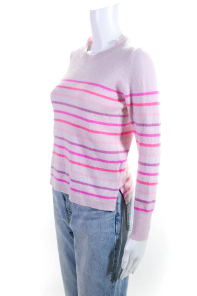 J Crew Women's Cashmere Striped Crewneck Pullover Sweater Pink Size M