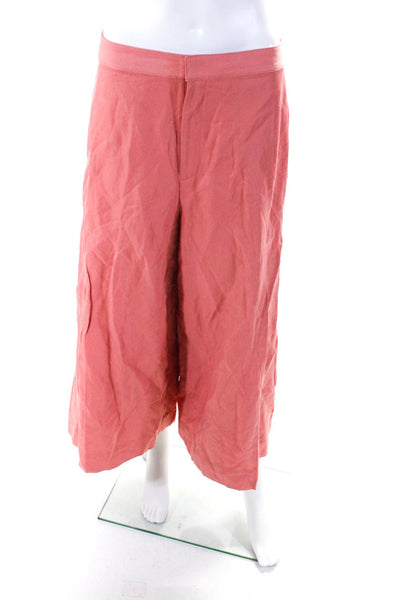 Club Monaco Womens Zipper Fly High Rise Wide Leg Trouser Pants Pink Size 8