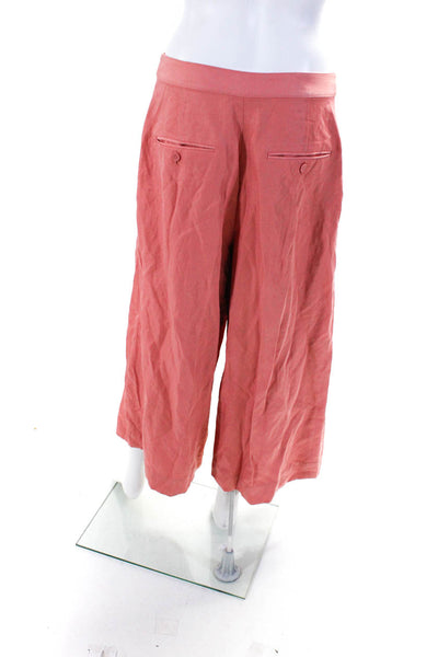 Club Monaco Womens Zipper Fly High Rise Wide Leg Trouser Pants Pink Size 8