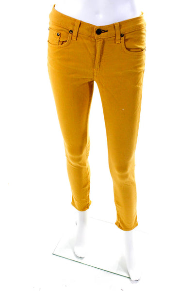 Rag & Bone Jean Womens Mid Rise Zipper Trim Capri Jeans Mustard Yellow Size 27