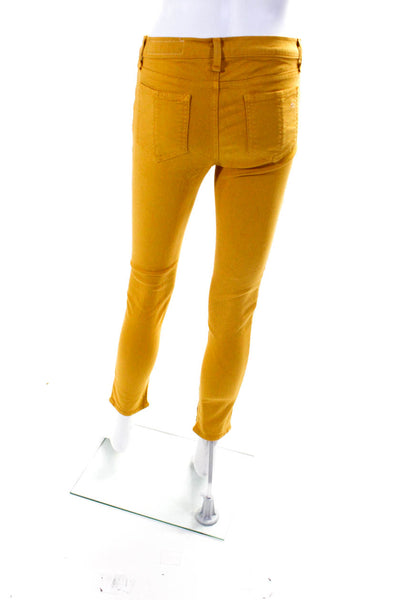 Rag & Bone Jean Womens Mid Rise Zipper Trim Capri Jeans Mustard Yellow Size 27