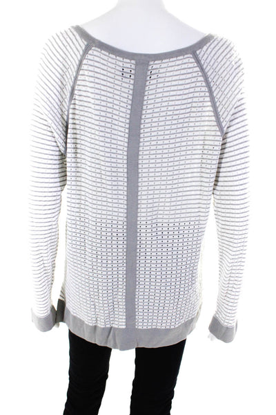 Rag & Bone Women's Cotton Open Knit Long Sleeve Striped T-shirt Gray Size M