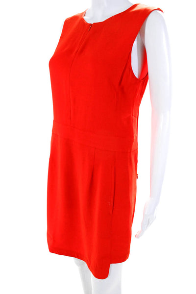 ALC Women's Sleeveless Front Zip Rounded Hem Sheath Dress Orange Size 6