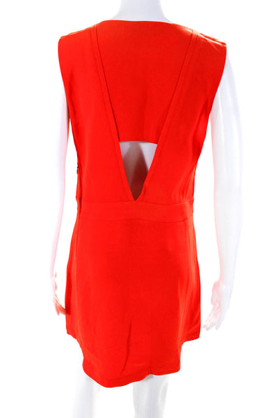 ALC Women's Sleeveless Front Zip Rounded Hem Sheath Dress Orange Size 6