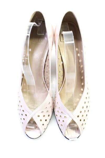 Stuart Weitzman Womens Textured Spot Peep Toe Stiletto Heels Pumps Pink Size 9