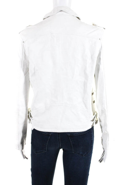 Blank NYC Women's Collar Long Sleeves Full Zip Moto Jacket White Size S