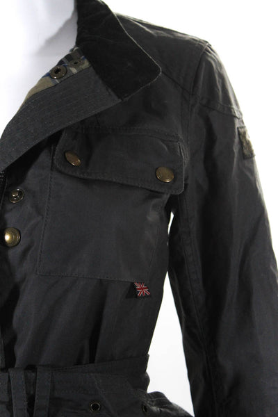 Belstaff Women's Double Zip Corduroy Collar Utility Jacket Gray Size 38