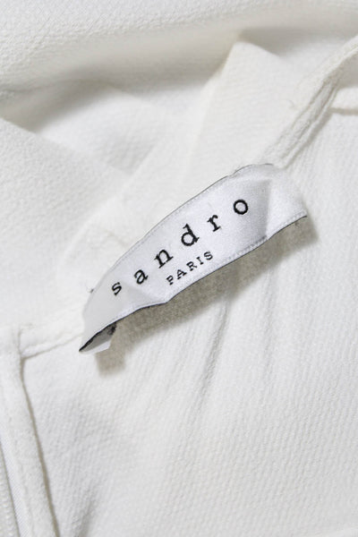 Sandro Women's Short Sleeve Lace Trim Cropped Blouse White Size 1