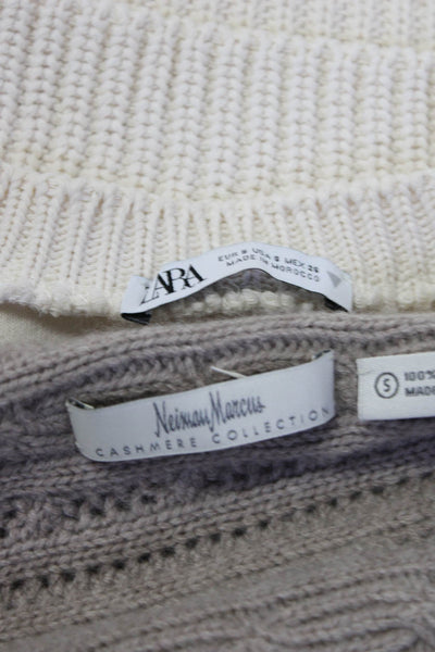 Zara Neiman Marcus Womens Pullover Sweater Cardigan Cream Brown Size S Lot 2