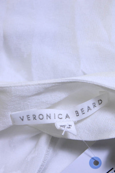 Veronica Beard Womens Long Sleeved V Neck Button Down Pocket Blouse White Size 4