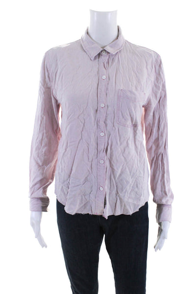 Rails Womens Long Sleeved Button Down Pocket Collared Blouse Shirt Pink Size S