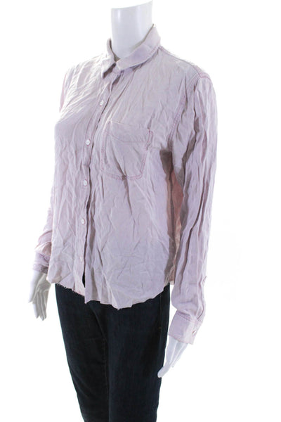 Rails Womens Long Sleeved Button Down Pocket Collared Blouse Shirt Pink Size S