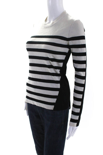 Rag & Bone Womens Striped Colorblock Crew Neck Thin Sweater Cream Black Size S