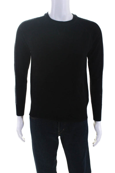 Theory Mens Cashmere Round Neck Colorblock Long Sleeve Sweater Black Size S