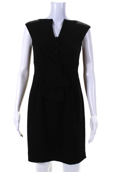 Nanette Lepore Womens Black Crepe V-Neck Drape Detail Zip Back Shift Dress Size2