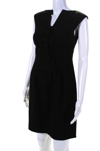 Nanette Lepore Womens Black Crepe V-Neck Drape Detail Zip Back Shift Dress Size2