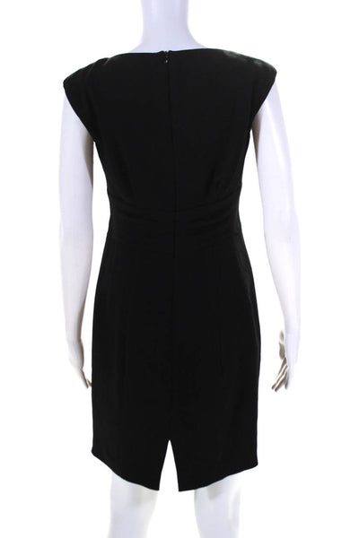 Nanette Lepore Womens Black Crepe V-Neck Drape Detail Zip Back Shift Dress Size2