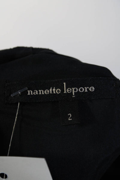 Nanette Lepore Womens Black Crepe V-Neck Drape Detail Zip Back Shift Dress Size2