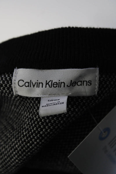 Calvin Klein Jeans Womens Black Cotton Crew Neck Graphic Sweater Top Size M/L