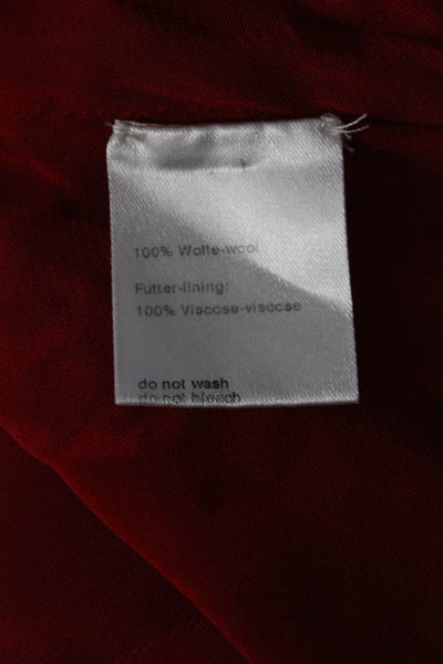Akris Womens Wool V-Neck Sleeveless Zip Up Midi Sheath Dress Red Size 10