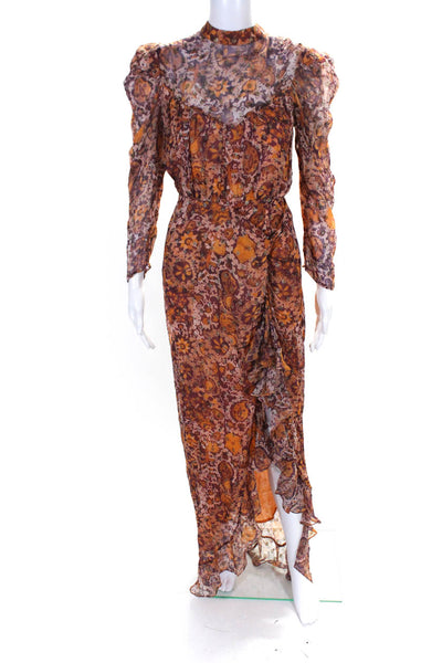 Rococo Sand Women's High Neck Long Sleeves Ruffle Floral Maxi Dress Size S