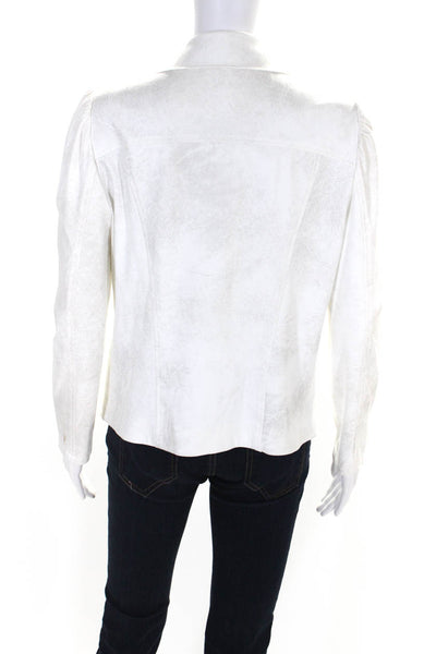 Drew Womens Collared Puffed Long Sleeve Button-Down Blouse Top White Size M
