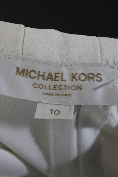 Michael Kors Collection Womens Woven Mid-Rise Straight Leg Pants White Size 10