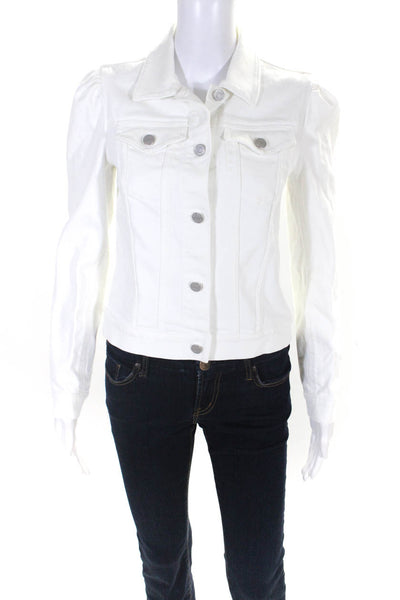 La Vie Women's Collar Long Sleeves Button Up White Jacket Size XS