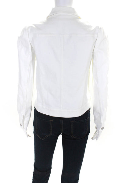 La Vie Women's Collar Long Sleeves Button Up White Jacket Size XS