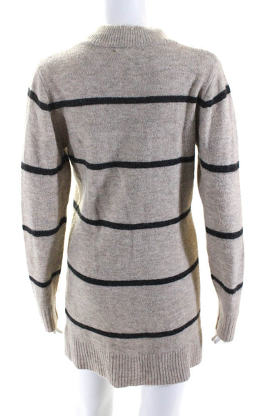 Line And Dot Women's Long Sleeve Striped Knit Sweater Dress Beige Size S