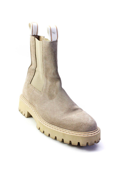 Last Women's Suede Platform Chelsea Boots Beige Size 40