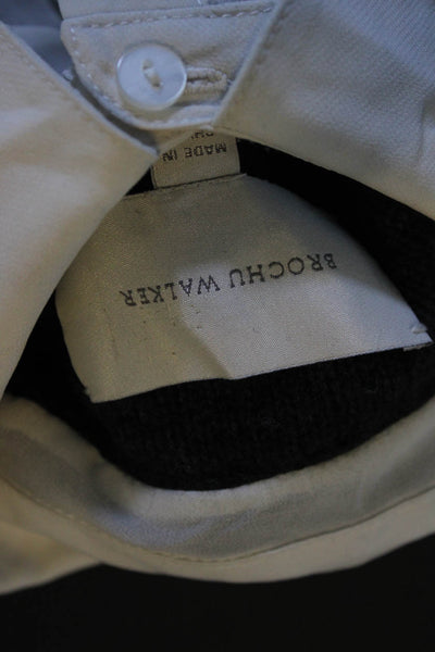 Brochu Walker Womens Long Sleeve Collared V Neck Sweater Dress Gray White Size S