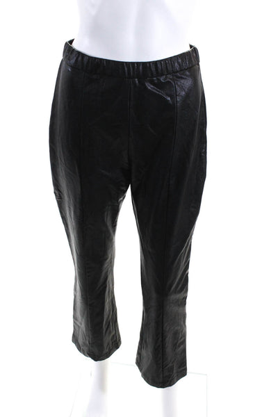 Poplooks Women's Comfy Drawstring Linen Pants Long with Band Waist (Black)
