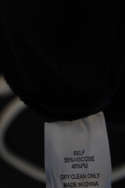 Amanda Uprichard Womens Faux Leather Elastic Waist Straight Pants Black Size M
