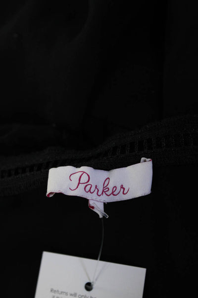 Parker Womens Lace Panel V-Neck Long Sleeve Faux Wrap Romper Black Size S