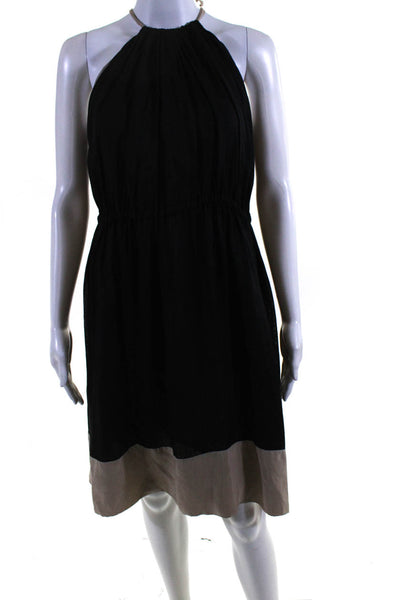 Robert Rodriguez Womens Silk Two-Toned Waist Tie Sleeveless Dress Black Size 4