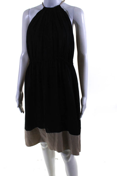 Robert Rodriguez Womens Silk Two-Toned Waist Tie Sleeveless Dress Black Size 4