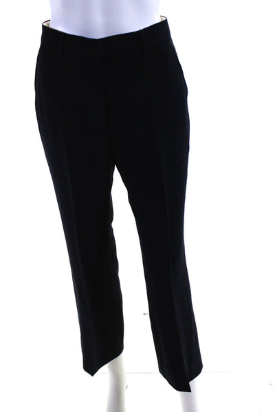 Max Mara Womens Zipper Fly Pleated Straight Leg Pants Navy Blue Size 2