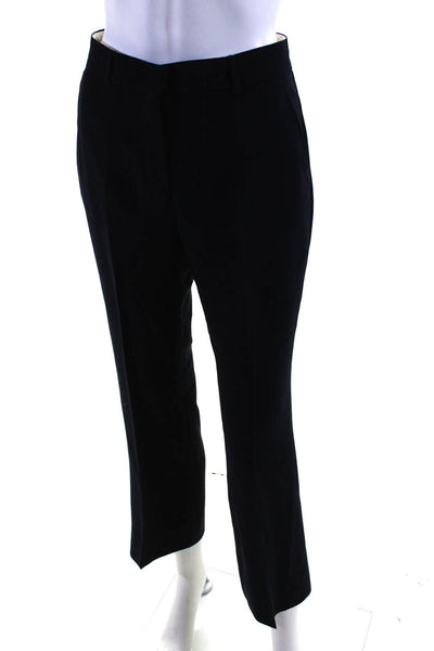 Max Mara Womens Zipper Fly Pleated Straight Leg Pants Navy Blue Size 2