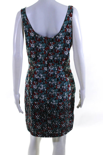 W118 By Walter Baker Womens Scoop Neck Printed Sheath Dress Blue Black Medium