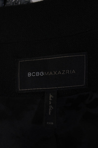 BCBGMAXAZRIA Womens Open Front Paisley Cropped Jacket Black Gray Size 2XS
