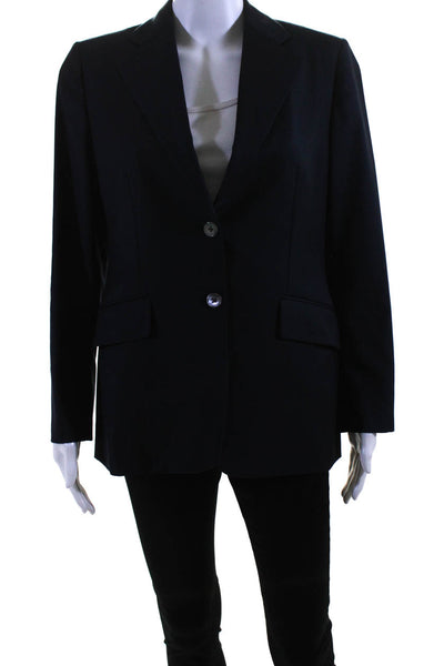 Davide Cenci Womens Two Button Notched Lapel Blazer Jacket Navy Blue Wool IT 44