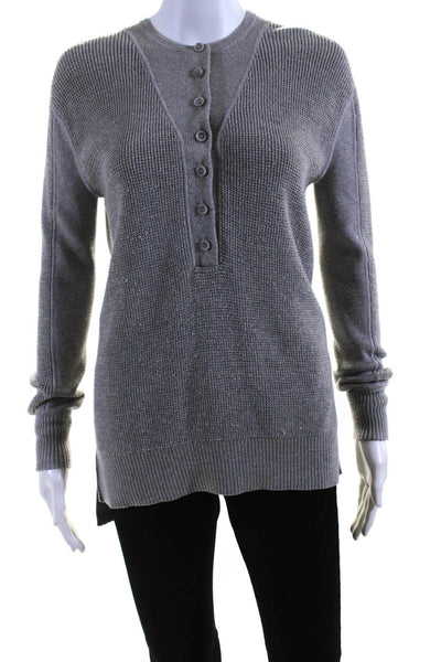 Thakoon Collective Womens Grey Henley Sweater Size 0 14088560