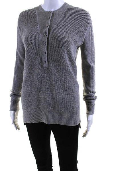 Thakoon Collective Womens Grey Henley Sweater Size 0 14088560