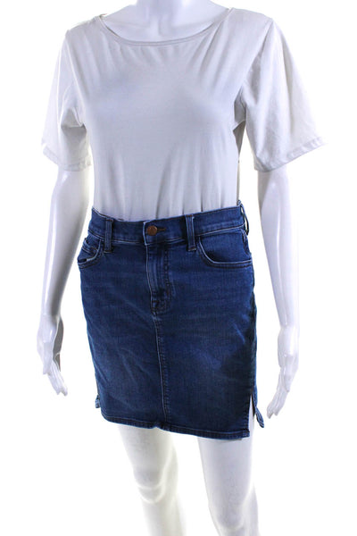 J Brand Womens Denim Side Slit Mini Skirt Blue Cotton Size Medium